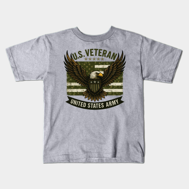 Veteran Flag Camo Kids T-Shirt by JessArty
