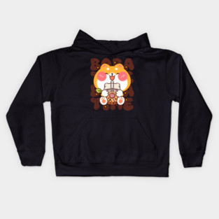 Shiba Boba Time Kids Hoodie
