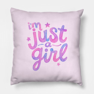 i’m just a girl – Pink & Purple Watercolor Quote Pillow