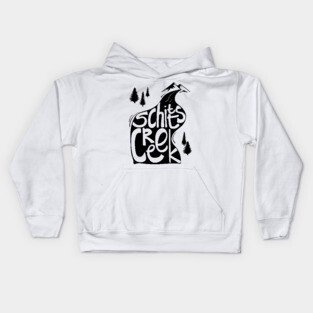 Schitt's Creek hand lettering in Creek flowing from Mountains Kids Hoodie
