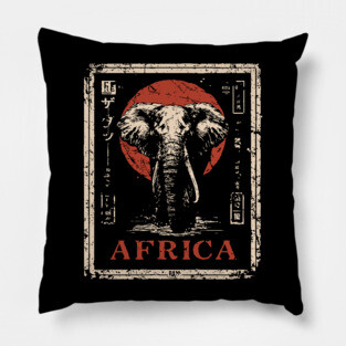 Vintage African Elephant T-Shirt – Tribal Safari Wildlife Art Pillow