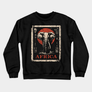 Vintage African Elephant T-Shirt – Tribal Safari Wildlife Art Crewneck Sweatshirt