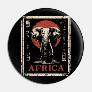 Vintage African Elephant T-Shirt – Tribal Safari Wildlife Art Pin