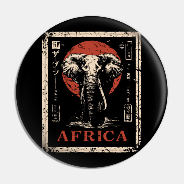 Vintage African Elephant T-Shirt – Tribal Safari Wildlife Art Pin by TuncGK