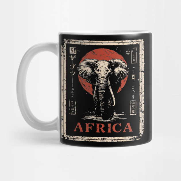 Vintage African Elephant T-Shirt – Tribal Safari Wildlife Art by TuncGK