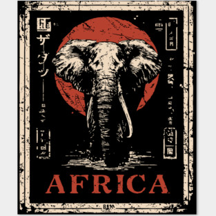 Vintage African Elephant T-Shirt – Tribal Safari Wildlife Art Posters and Art