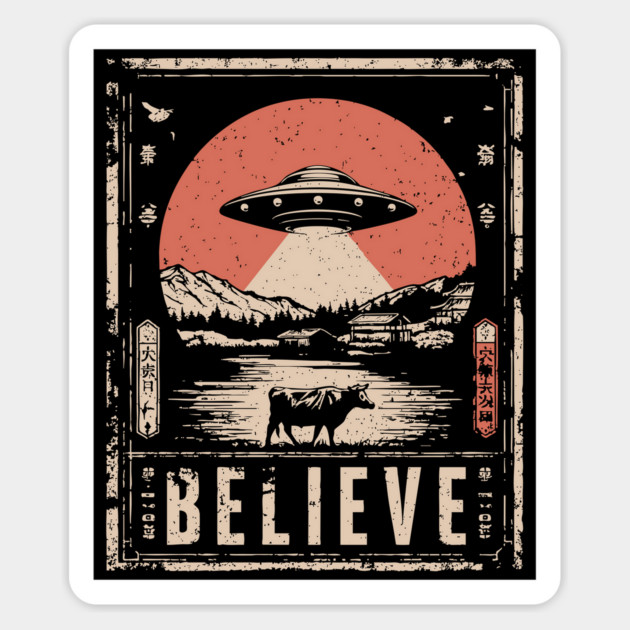 Believe in UFOs – Retro Alien Sightings Magnet by TuncGK