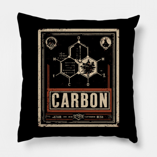 Carbon Atom Chemistry Shirt – Retro Science Design for STEM Fans Pillow by TuncGK