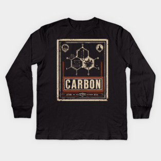 Carbon Atom Chemistry Shirt – Retro Science Design for STEM Fans Kids Long Sleeve T-Shirt