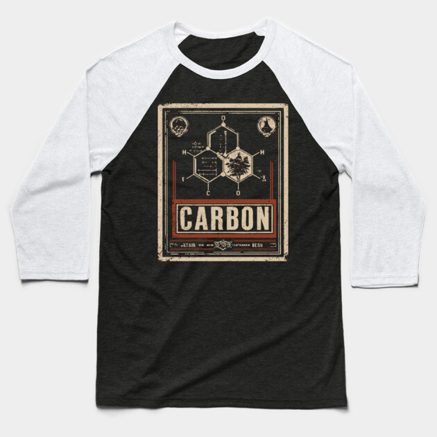 Carbon Atom Chemistry Shirt – Retro Science Design for STEM Fans Baseball T-Shirt by TuncGK
