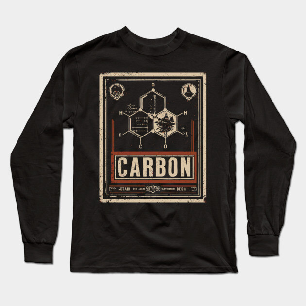 Carbon Atom Chemistry Shirt – Retro Science Design for STEM Fans Long Sleeve T-Shirt by TuncGK