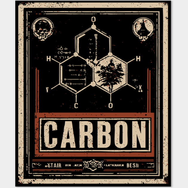 Carbon Atom Chemistry Shirt – Retro Science Design for STEM Fans Wall Art by TuncGK
