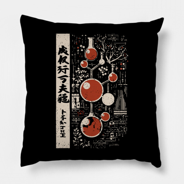 Japanese Vintage Chemistry T-Shirt – Science & Alchemy Art Pillow by TuncGK