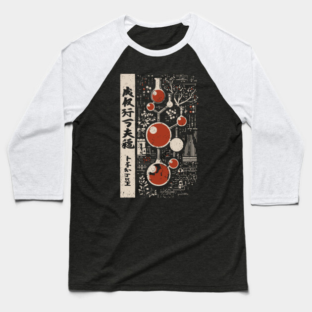Japanese Vintage Chemistry T-Shirt – Science & Alchemy Art Baseball T-Shirt by TuncGK