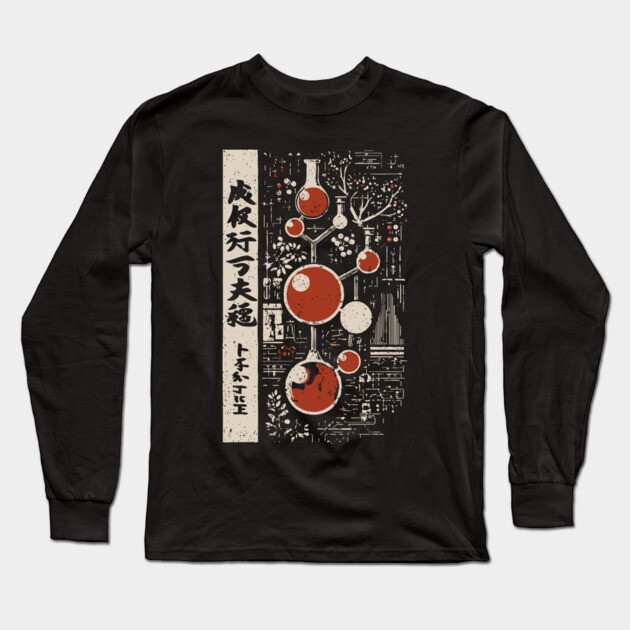 Japanese Vintage Chemistry T-Shirt – Science & Alchemy Art Long Sleeve T-Shirt by TuncGK