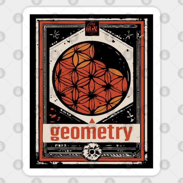 Flower of Life Geometry T-Shirt – Vintage Science & Spirituality Fusion Sticker by TuncGK