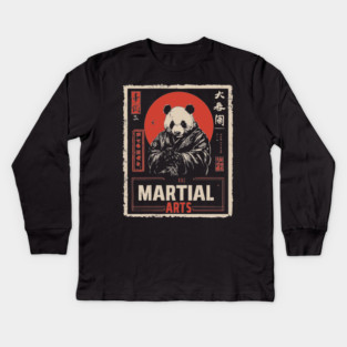 Martial Arts Panda – Kung Fu Animal Warrior in Vintage Style Kids Long Sleeve T-Shirt