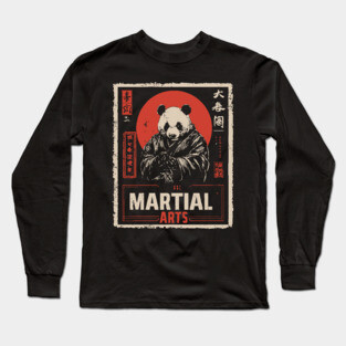 Martial Arts Panda – Kung Fu Animal Warrior in Vintage Style Long Sleeve T-Shirt