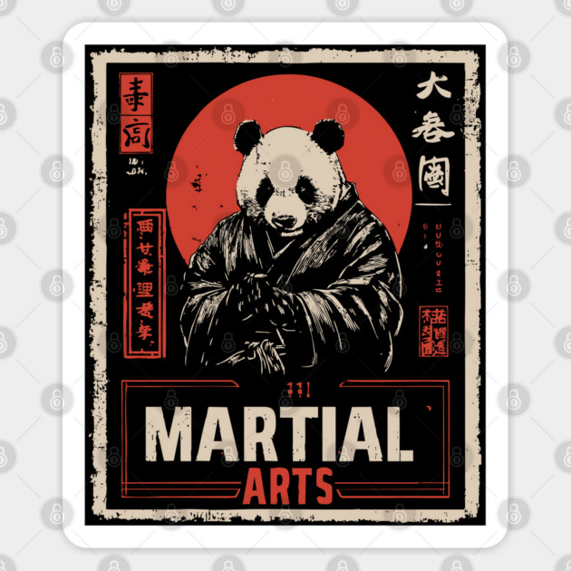 Martial Arts Panda – Kung Fu Animal Warrior in Vintage Style Sticker by TuncGK