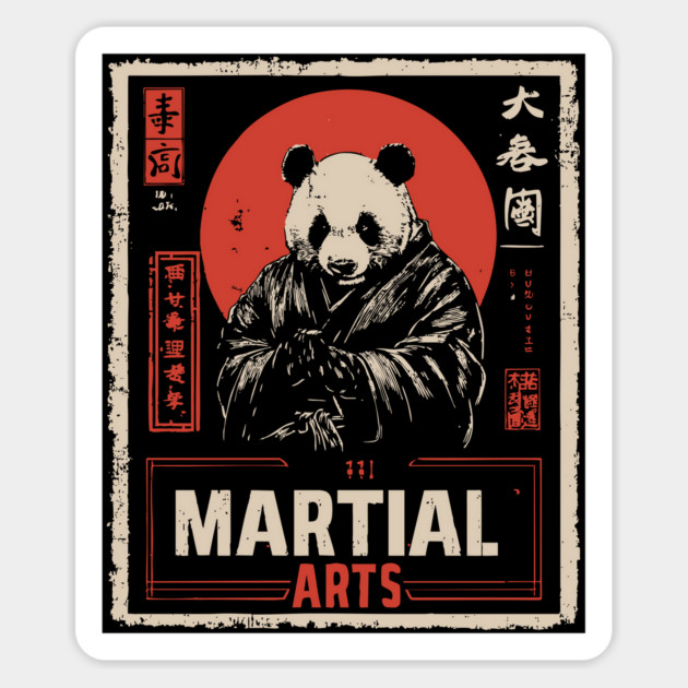 Martial Arts Panda – Kung Fu Animal Warrior in Vintage Style Magnet by TuncGK