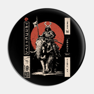 Samurai War Elephant – Japanese Medieval Fantasy Mashup Pin