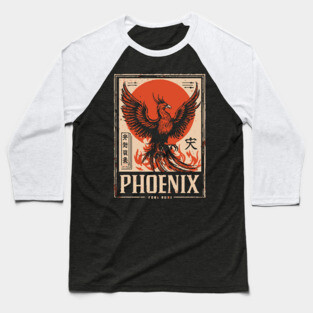 Rising Phoenix – Japanese-Inspired Rebirth & Strength Symbol Baseball T-Shirt
