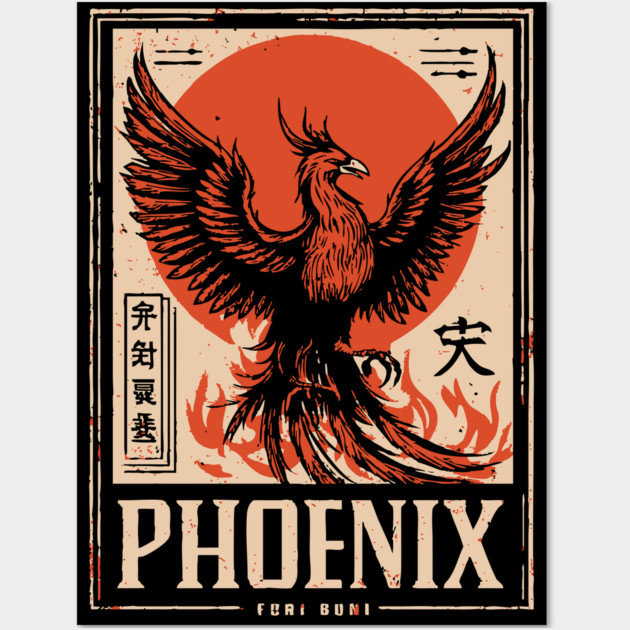 Rising Phoenix – Japanese-Inspired Rebirth & Strength Symbol Wall Art by TuncGK
