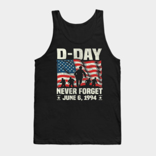 d-day anniversary Normandy Landings Invasion American Flag Tank Top