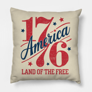 1776 America Land Of The Free Retro 4th of July Pillow