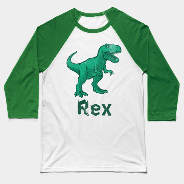 Rex Dinosaur – Green T-Rex Graphic – Bold Prehistoric Design for Dino Fans Baseball T-Shirt by DonWillisJrArt