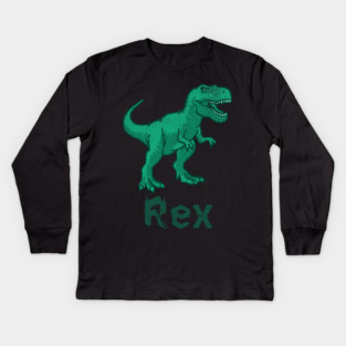 Rex Dinosaur – Green T-Rex Graphic – Bold Prehistoric Design for Dino Fans Kids Long Sleeve T-Shirt