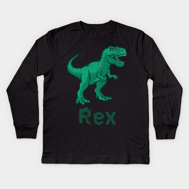 Rex Dinosaur – Green T-Rex Graphic – Bold Prehistoric Design for Dino Fans Kids Long Sleeve T-Shirt by DonWillisJrArt