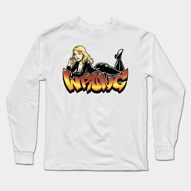 Wrong Blonde Latex Pinup Long Sleeve T-Shirt by Wrongteeshirt