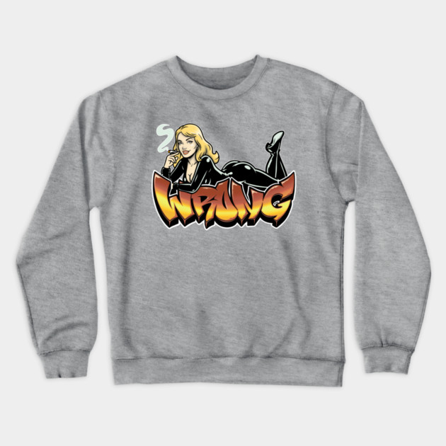 Wrong Blonde Latex Pinup Crewneck Sweatshirt by Wrongteeshirt