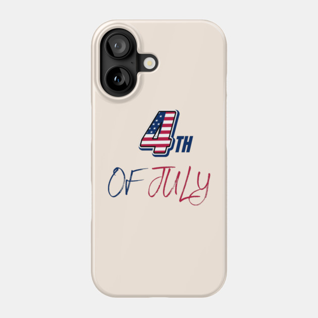 4th Of July American Flag Typography Phone Case by Creatifly Graphic Tees