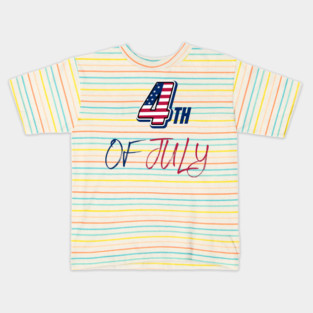 4th Of July American Flag Typography Kids T-Shirt