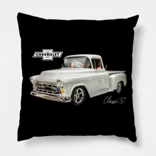 57 Chevy Truck Classic Pickup White Pillow