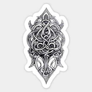 Celtic Knot Tribal Shield – Intricate Blackwork Line Art Design Magnet