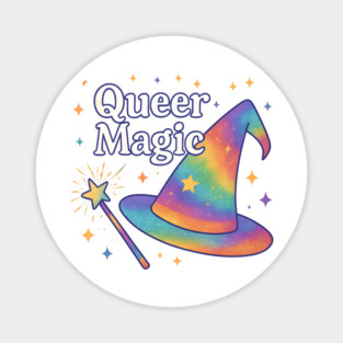 Queer Magic Rainbow Wizard Hat – Pride LGBTQ+ Fantasy Art Magnet