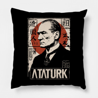 Vintage Atatürk Revolutionary Portrait Pillow