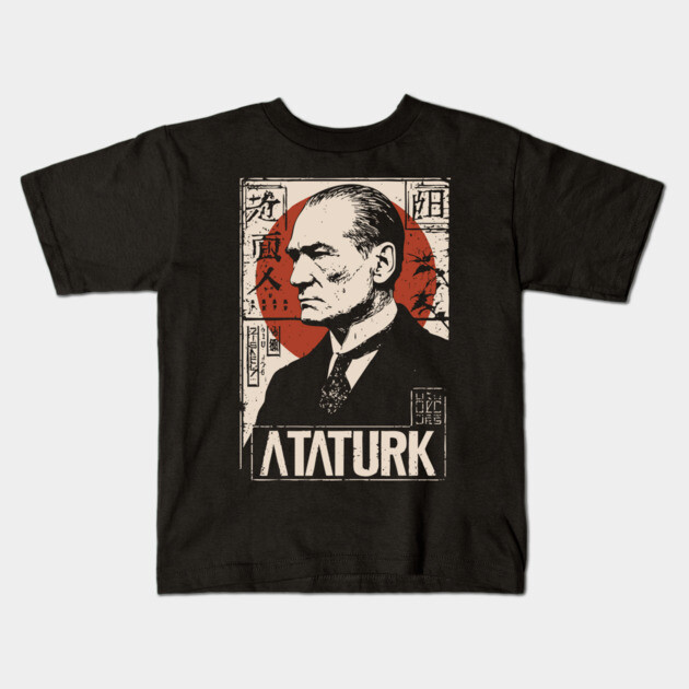 Vintage Atatürk Revolutionary Portrait Kids T-Shirt by TuncGK