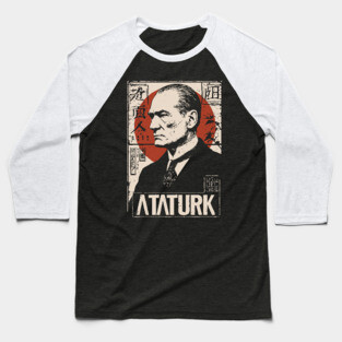 Vintage Atatürk Revolutionary Portrait Baseball T-Shirt