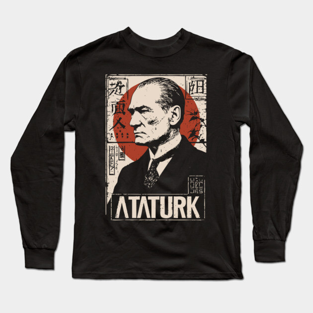Vintage Atatürk Revolutionary Portrait Long Sleeve T-Shirt by TuncGK
