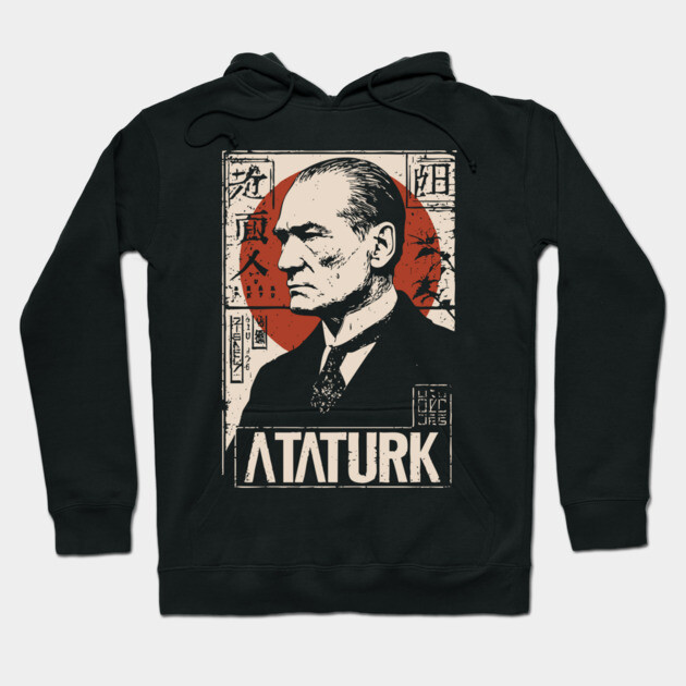 Vintage Atatürk Revolutionary Portrait Hoodie by TuncGK