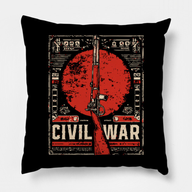 Civil War Rifle - Vintage Military History Art Pillow by TuncGK
