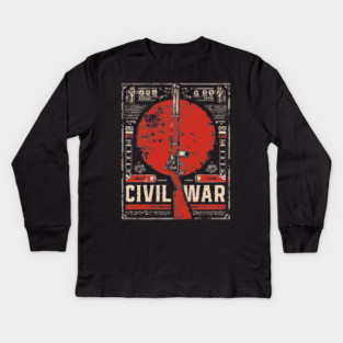 Civil War Rifle - Vintage Military History Art Kids Long Sleeve T-Shirt