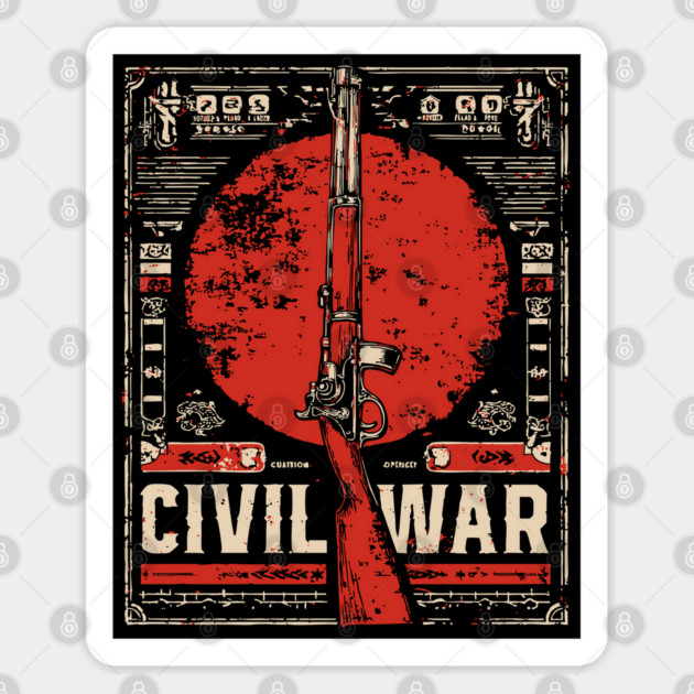 Civil War Rifle - Vintage Military History Art Sticker by TuncGK