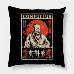 Confucius Wisdom Portrait - Eastern Philosophy Art Pillow