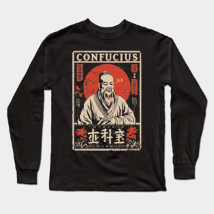 Confucius Wisdom Portrait - Eastern Philosophy Art Long Sleeve T-Shirt