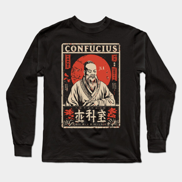 Confucius Wisdom Portrait - Eastern Philosophy Art Long Sleeve T-Shirt by TuncGK